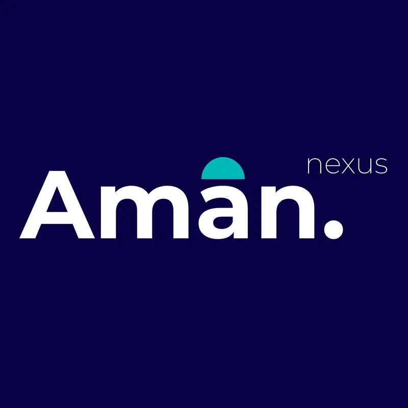 Logo Aman Nexus sur fond bleu nuit